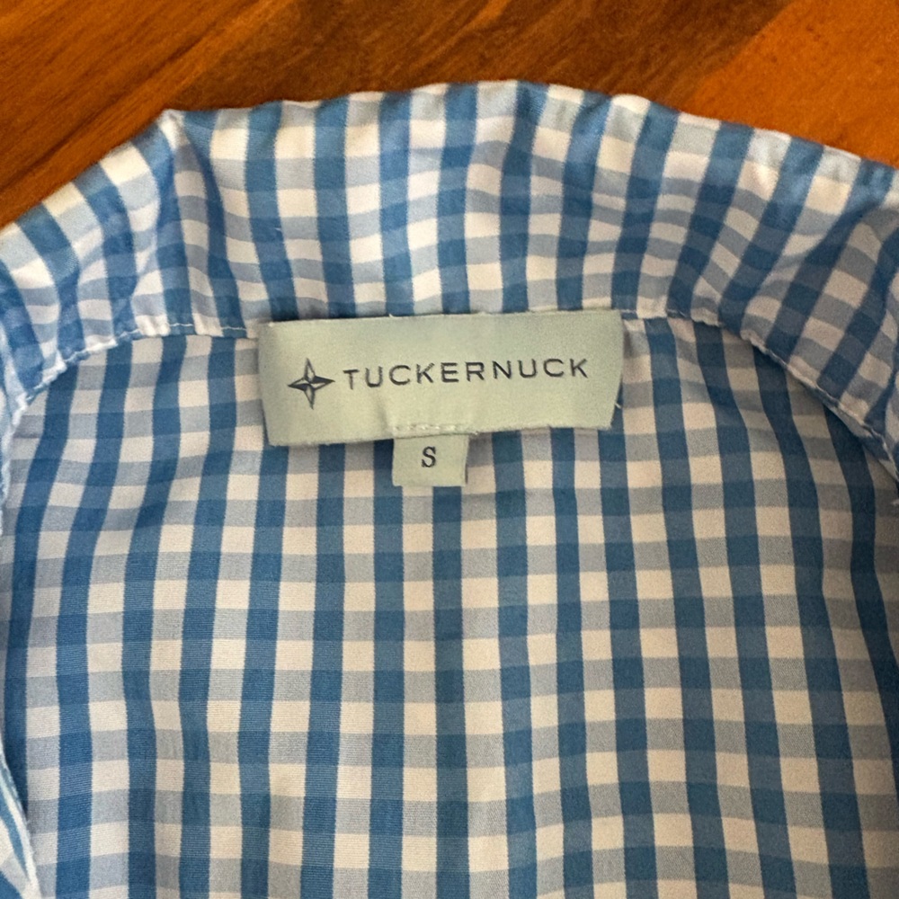 Tuckernuck, Blue & White Gingham Stand Collar Blouse Women’s, ECU - Picture 5 of 14